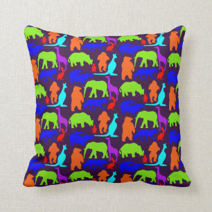 Coussin Enfants Animaux sauvages Coloré brillant mignon