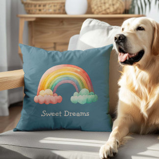 Coussin Enfants Arc-en-ciel Fantaisiste Pastel dans les Nu