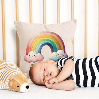 Coussin Enfants Arc-en-ciel Pastel Fantaisiste dans les Nu