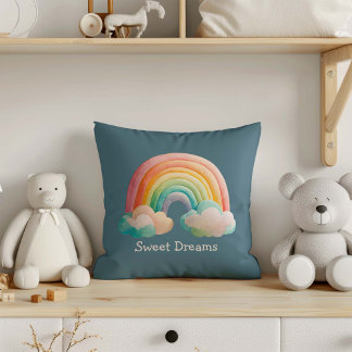 Coussin Enfants Arc-en-ciel Pastel Fantaisiste dans les Nu
