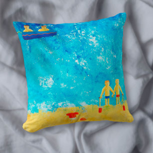 Coussin Enfants au bord de la mer Art contemporain moderne