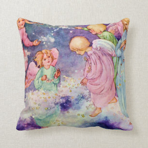 Coussin Enfants d'ange jouant en beaux-arts d'étoiles