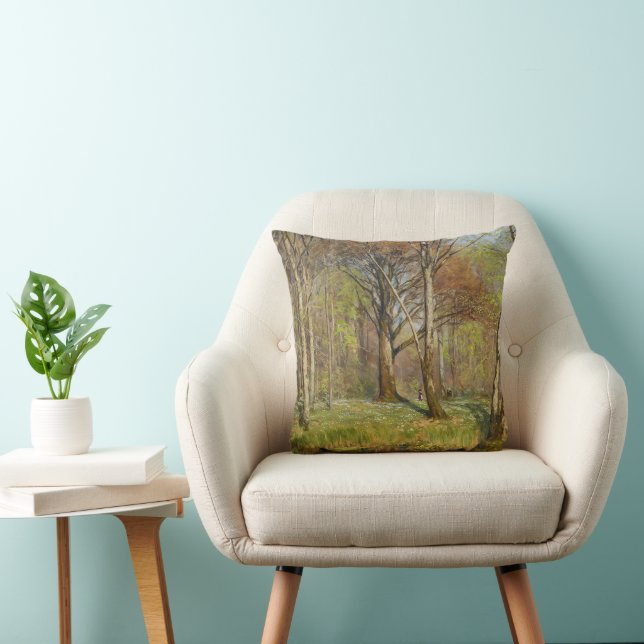 Coussin Enfants dans la forêt printanière H.A. Brendekilde (Chaise)