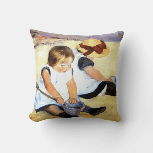 Coussin Enfants de Cassatt jouant sur la plage (Recto)