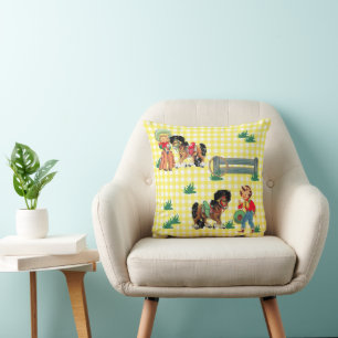 Coussin Enfants de fille avec chevaux Western Baby Cadeau