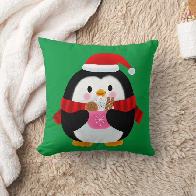 Coussin Enfants de pingouins customisés à Noël heureux (Couverture)