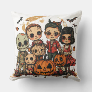 Coussin Enfants déguisés Halloween 🎃 look rétro vintage
