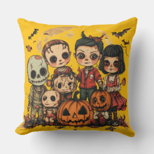 Coussin Enfants déguisés Halloween 🎃 look rétro vintage