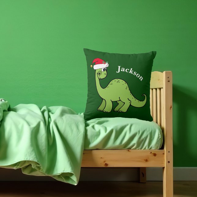 Coussin Enfants Dinosaure de Noël Custom Green Thlow Oreil (Créateur téléchargé)