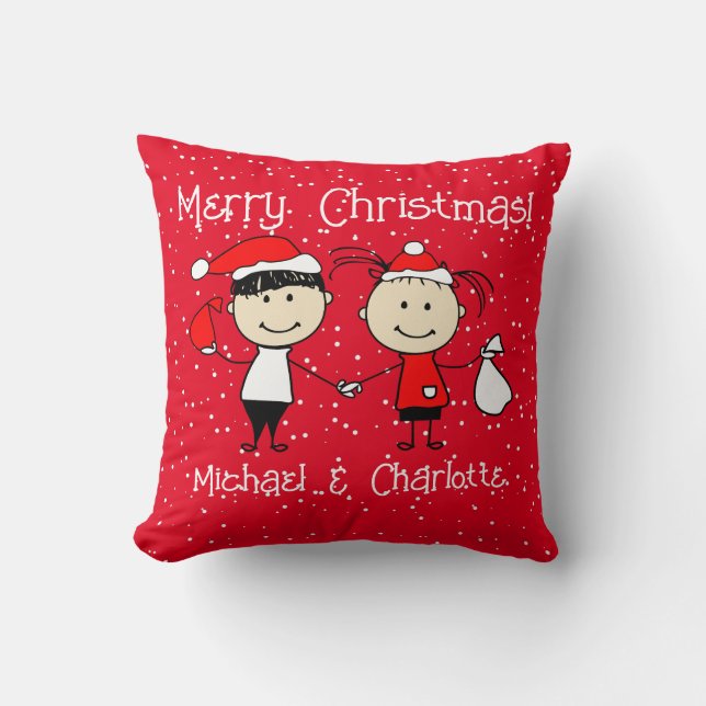 Coussin Enfants et couples adultes personnalisés Noël (Recto)