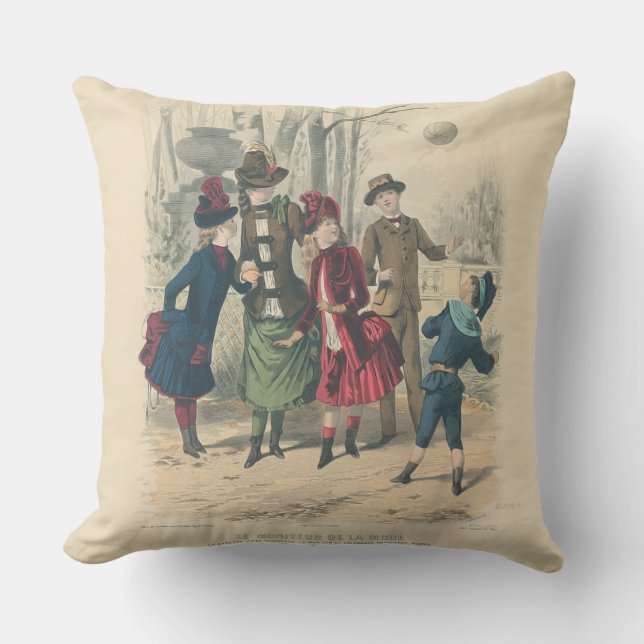 Coussin Enfants Famille Antique Victorienne Enfant (Recto)