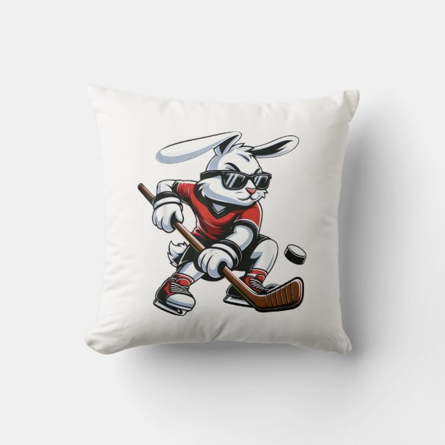 Coussin Enfants Garçons Joyeuses Pâques Lapin Jouant au Ho (Recto)