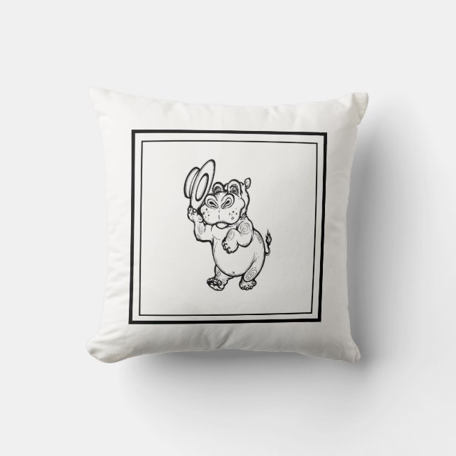 Coussin Enfants Hippopotame de naissance moderne garçon po (Recto)