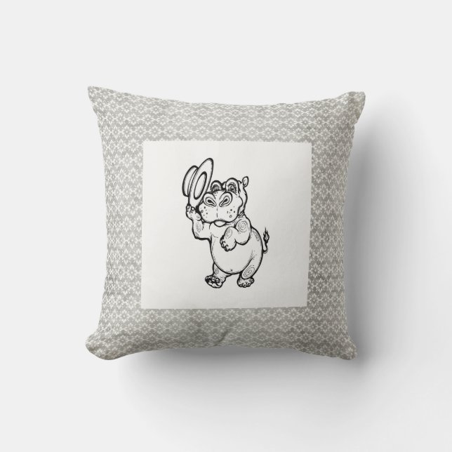 Coussin Enfants Hippopotame de naissance moderne garçon po (Recto)
