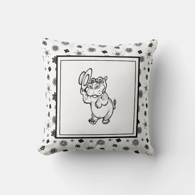 Coussin Enfants Hippopotame de naissance moderne garçon po (Recto)