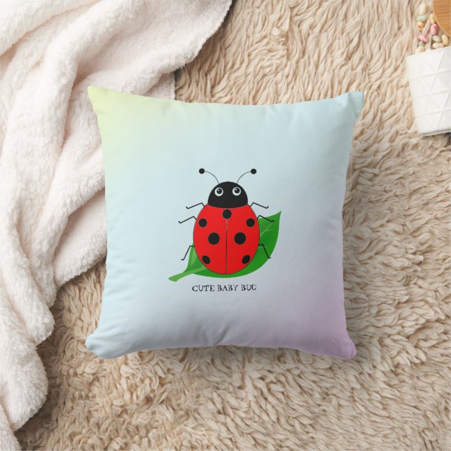 Coussin Enfants mignonne Rouge coccinelle et feuille verte (Couverture)