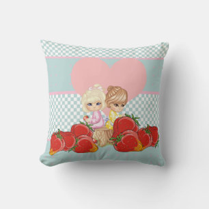 Coussin Enfants mignons aux fraises amis Kawaii