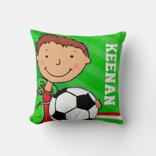 Coussin Enfants nom garçons football football soccer vert