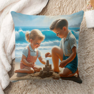 Coussin Enfants nostalgiques mignons à l'ère des années 50