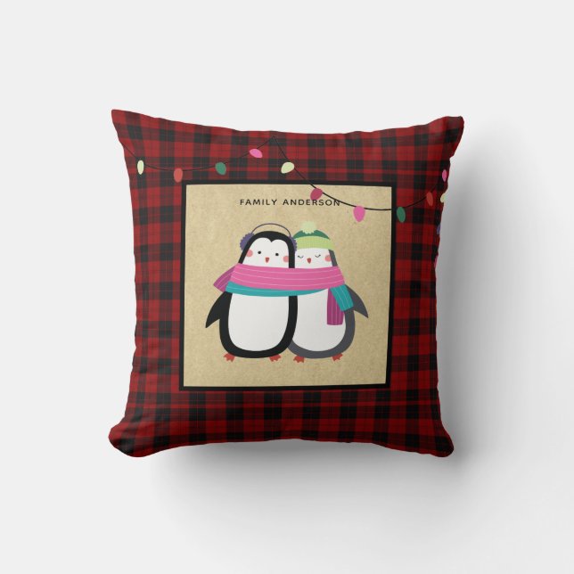 Coussin Enfants personnalisées Xmas Pingouins Buffalo Plai (Recto)