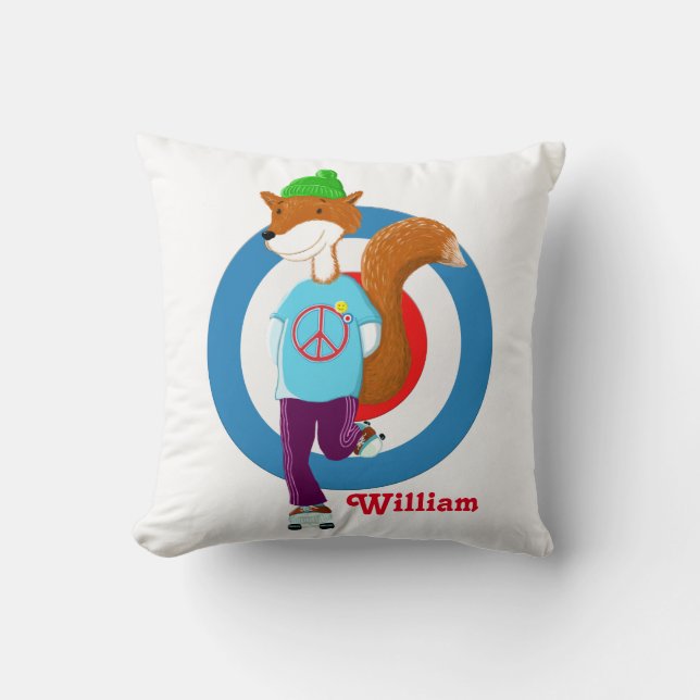 Coussin Enfants personnalisés de Fox de hippie (Recto)