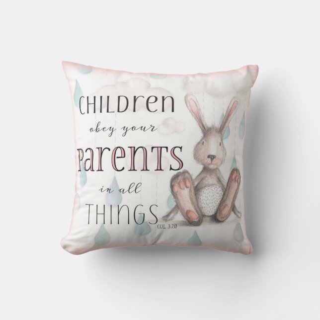 Coussin Enfants Personnalisés Obéissez à vos parents-Col 3 (Recto)