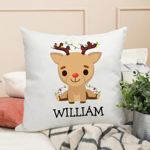 Coussin Enfants Premier Noël Joli Rinder Nom