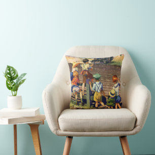 Coussin Enfants vintage faisant signe à un agriculteur loc