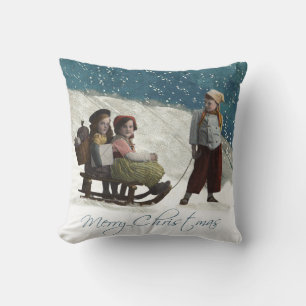 Coussin Enfants vintages Dormir Noël hiver