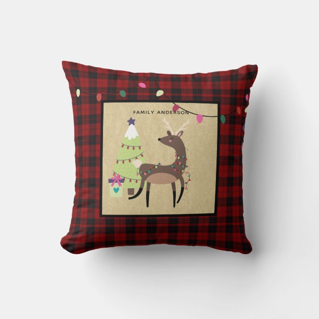 Coussin Enfants Xmas Reindeer Buffalo personnalisé Plaid (Recto)