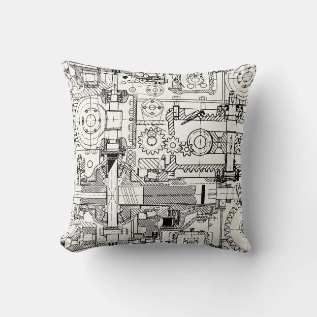 Coussin Engins de ver : Machines Techniques Simples. (Recto)