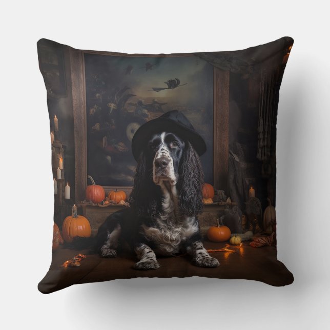 Coussin English Cocker Spaniel Citrouilles Halloween Épouv (Verso)