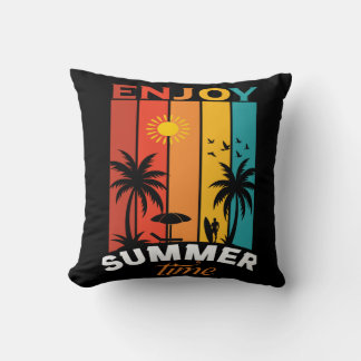 Coussin Enjoy Summer Time Retro Beach Tee