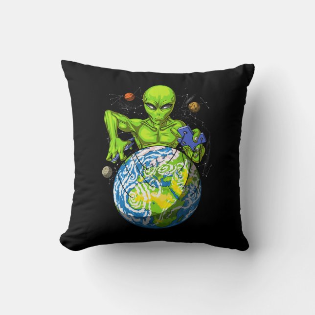 Coussin Enlèvement Alien Planète spatiale Conspiration OVN (Recto)