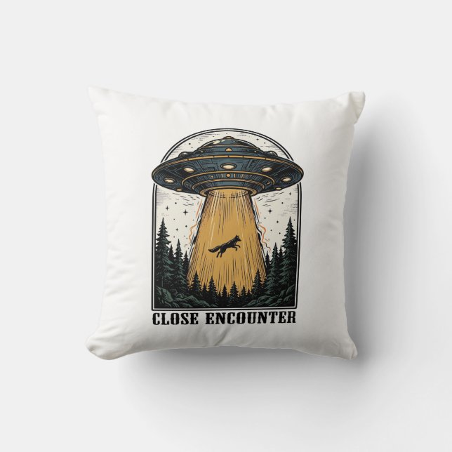 Coussin Enlèvement de forêt extraterrestre Gravure vintage (Recto)