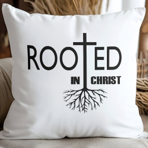 Coussin Enraciné dans le Christ Élégante Croix Noir Blanc
