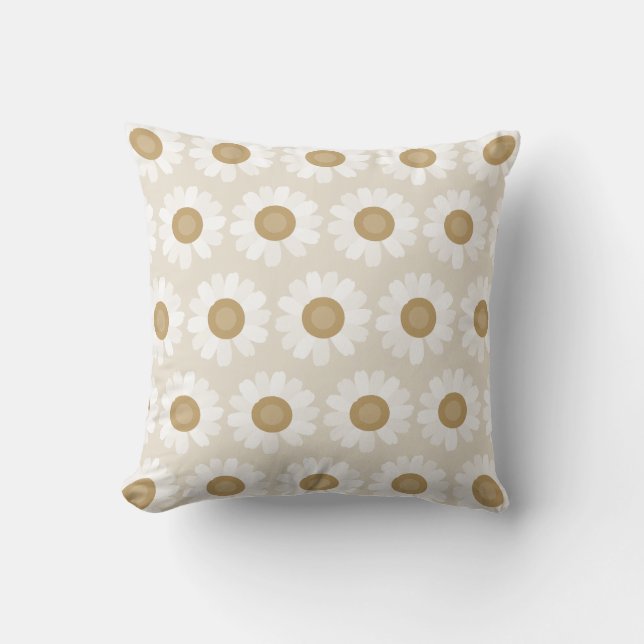 Coussin Enraciné & Fleuri – Camomille beige (Recto)