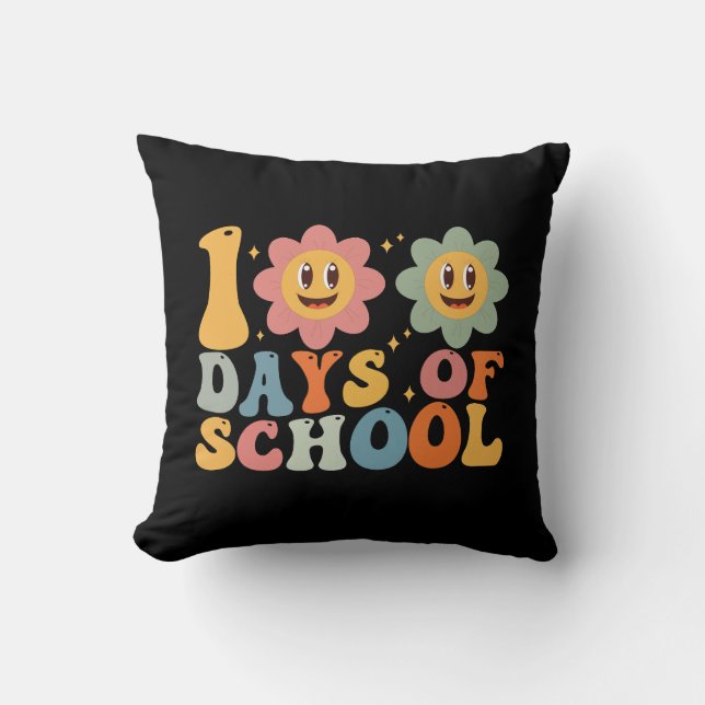 Coussin Enseignant Enfants Rétro Groovy 100 Jours D'école  (Recto)