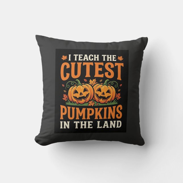 Coussin Enseignant Halloween Citrouilles Les Plus Mignonne (Recto)