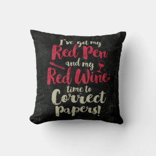 Coussin Enseignant Rouge Stylo Rouge Vin