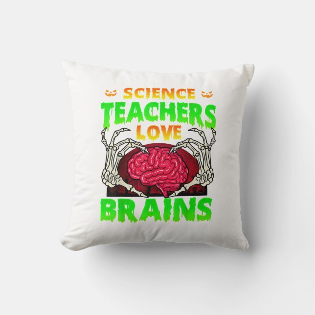 Coussin Enseignants Cerveaux Squelette Coeur main Hallowee (Recto)
