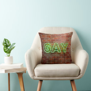 Coussin Enseigne néon gay illuminée SlipperyJoe lumineuse