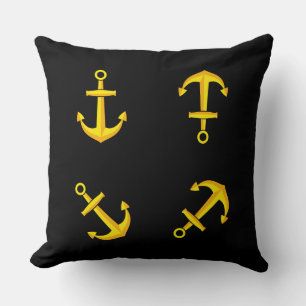 Coussin Ensemble d'ancre de bateau doré de dessin animé