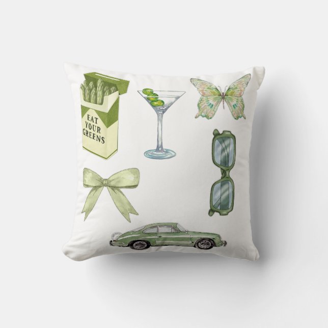 Coussin Ensemble d'autocollants esthétiques Green Coquette (Recto)