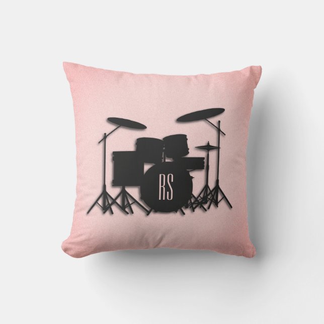 Coussin Ensemble de batterie Monogram Music Design Rose  (Recto)