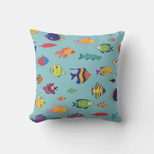 Coussin Ensemble de poissons tropicaux. motif transparent