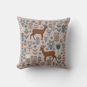 Coussin Ensemble d'éléments floraux de style scandinave,