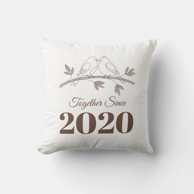Coussin Ensemble depuis année personnalisée Deux Oiseaux (Recto)
