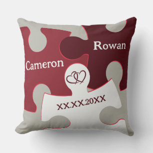 Coussin Ensemble depuis Date Rouge et Blanc Jigsaw Pièces