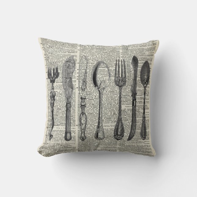 Coussin Ensemble vintage de couverts (Recto)
